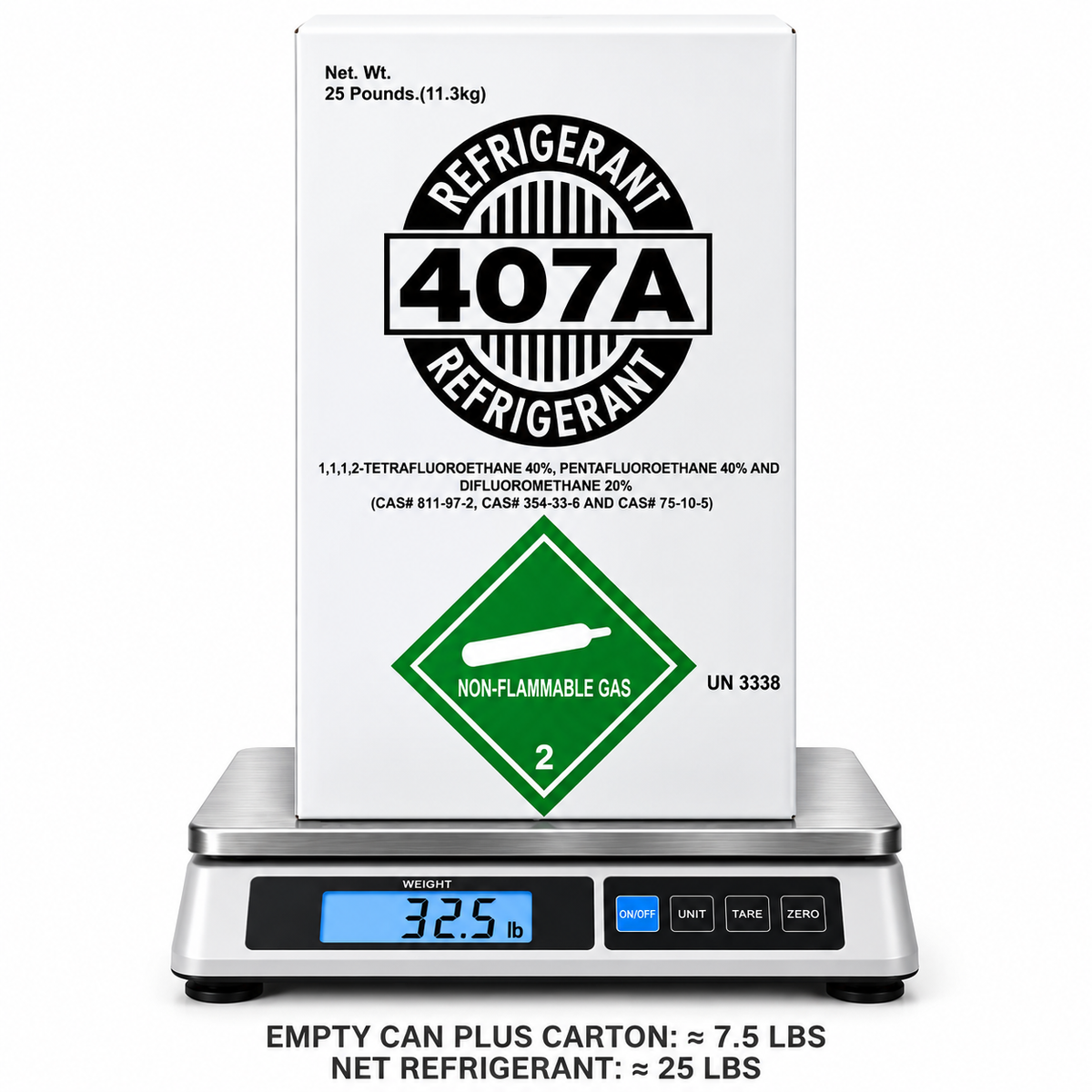 R-407A Refrigerant – 25 lb Factory Sealed Cylinder
