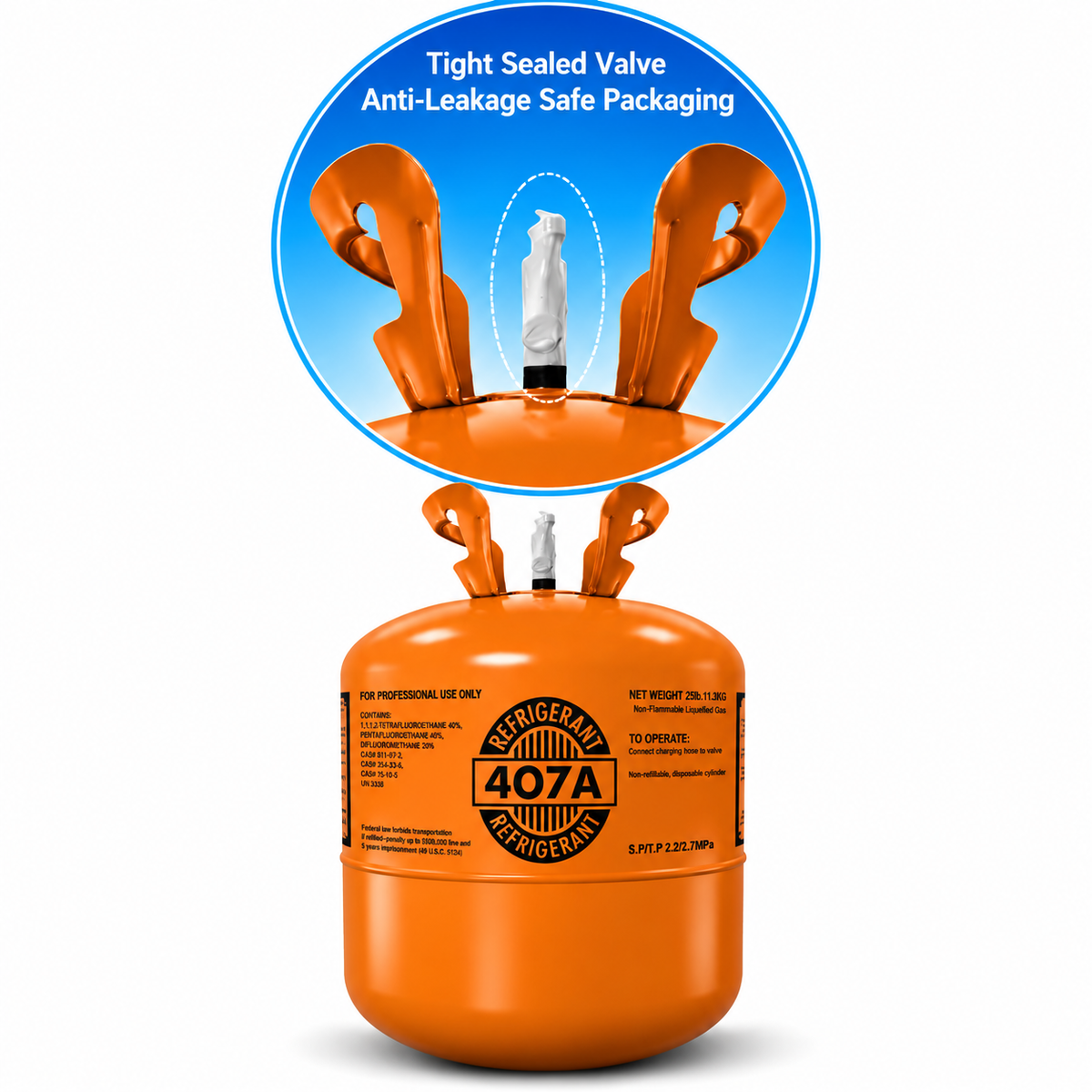R-407A Refrigerant – 25 lb Factory Sealed Cylinder