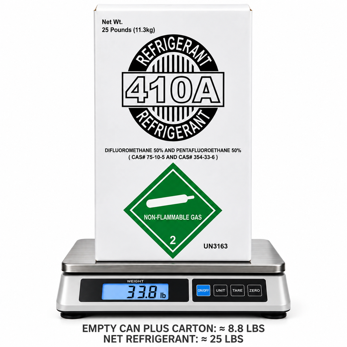 R-410A Refrigerant – 25 lb Factory Sealed Cylinder