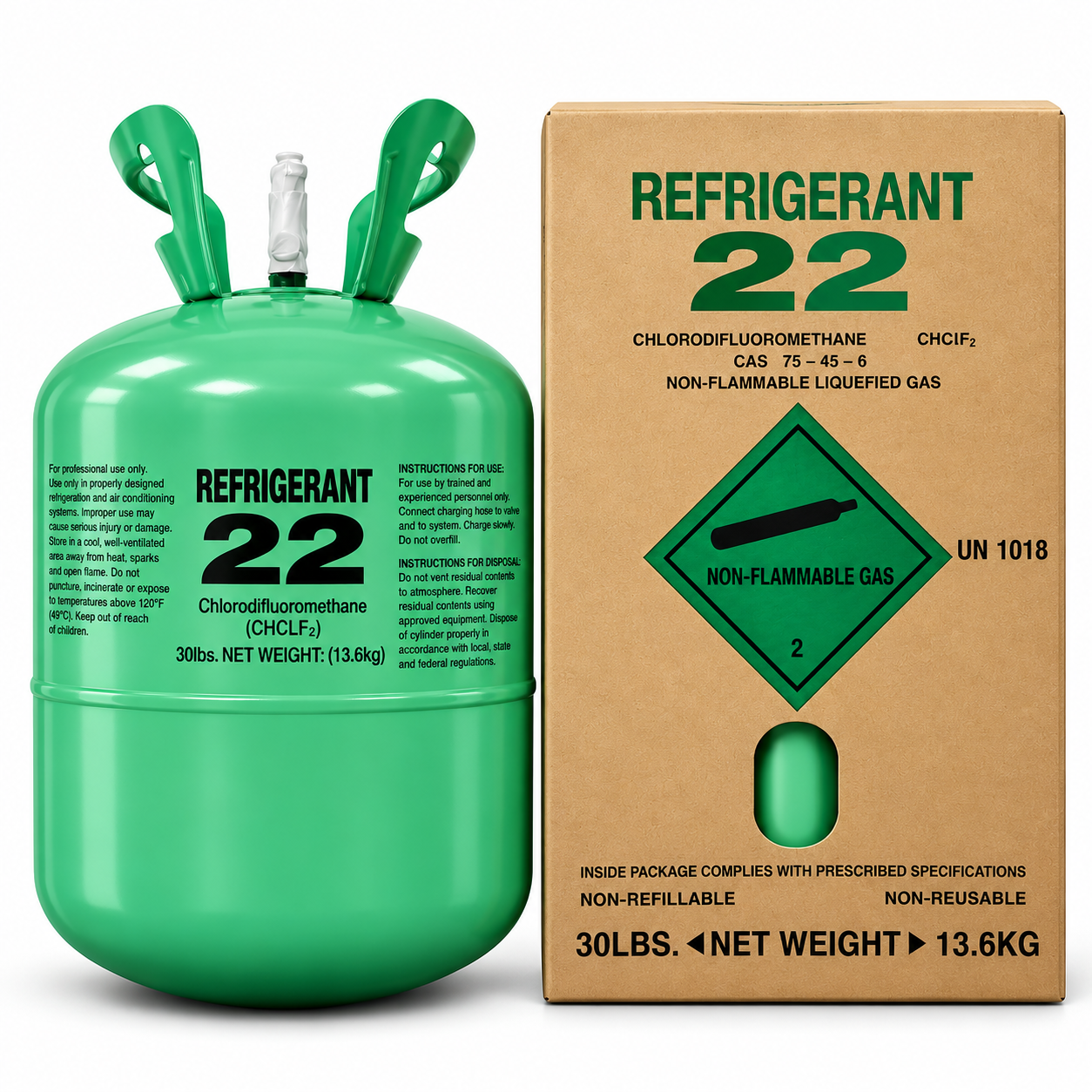 R-22 Refrigerant – 30 lb Factory Sealed Cylinder