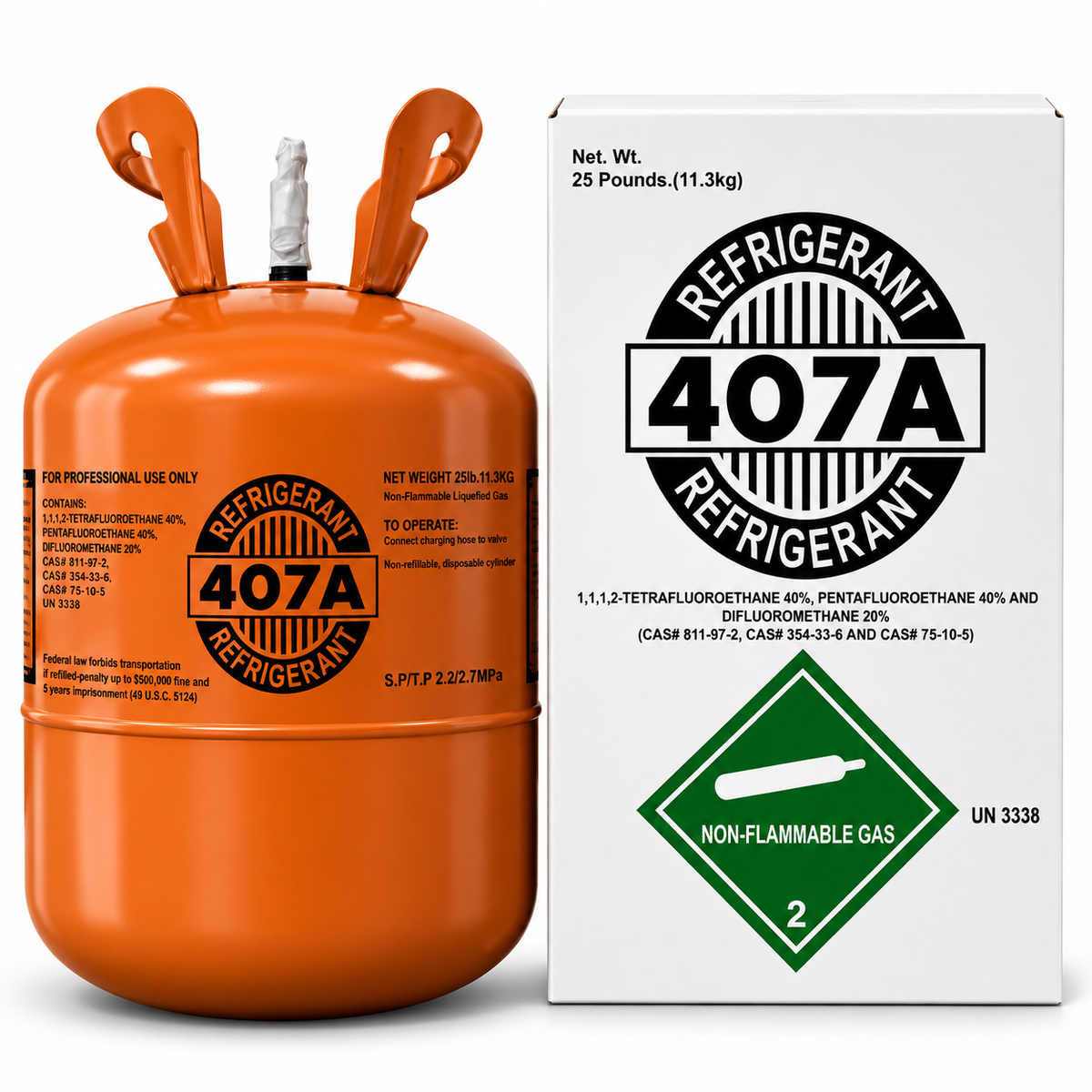 R-407A Refrigerant – 25 lb Factory Sealed Cylinder