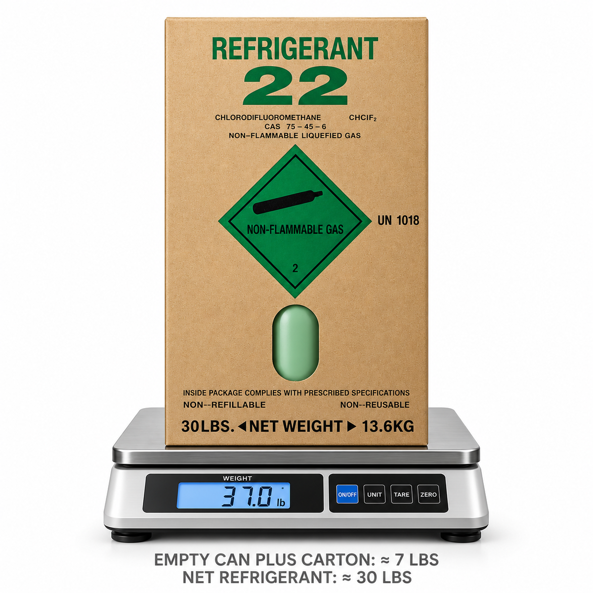 R-22 Refrigerant – 30 lb Factory Sealed Cylinder