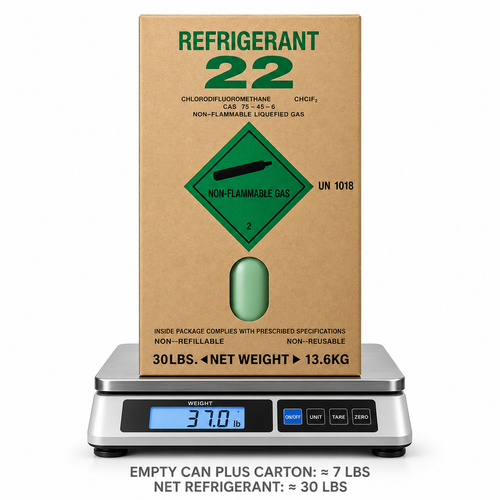 R-22 Refrigerant – 30 lb Factory Sealed Cylinder