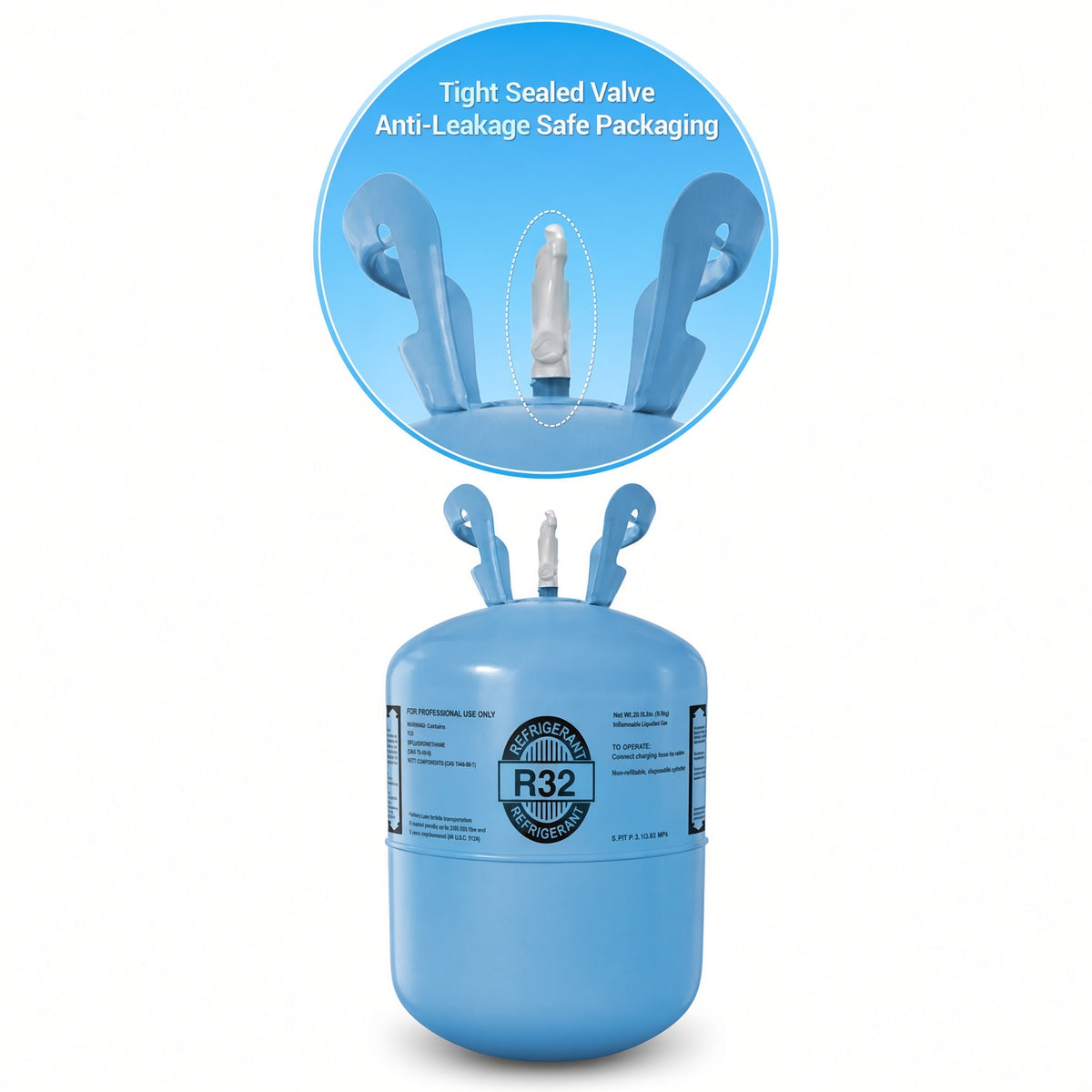 R-32 Refrigerant – 20 lb Factory Sealed Cylinder