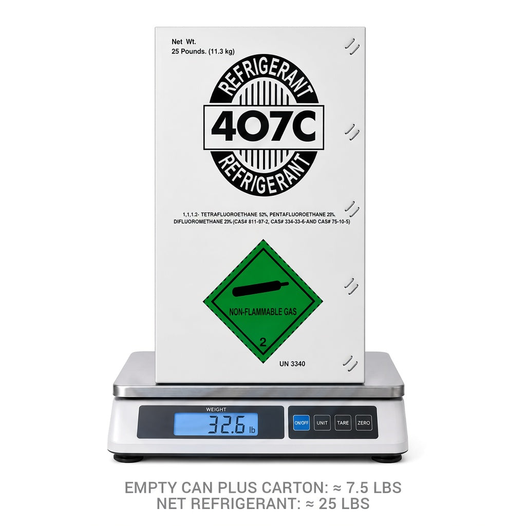 R-407C Refrigerant – 25 lb Factory Sealed Cylinder